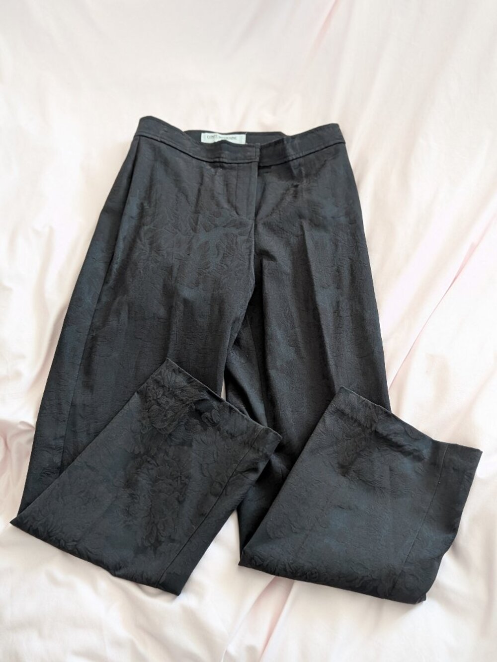 Contemporaine Petite Black Floral Damask Trousers 4P